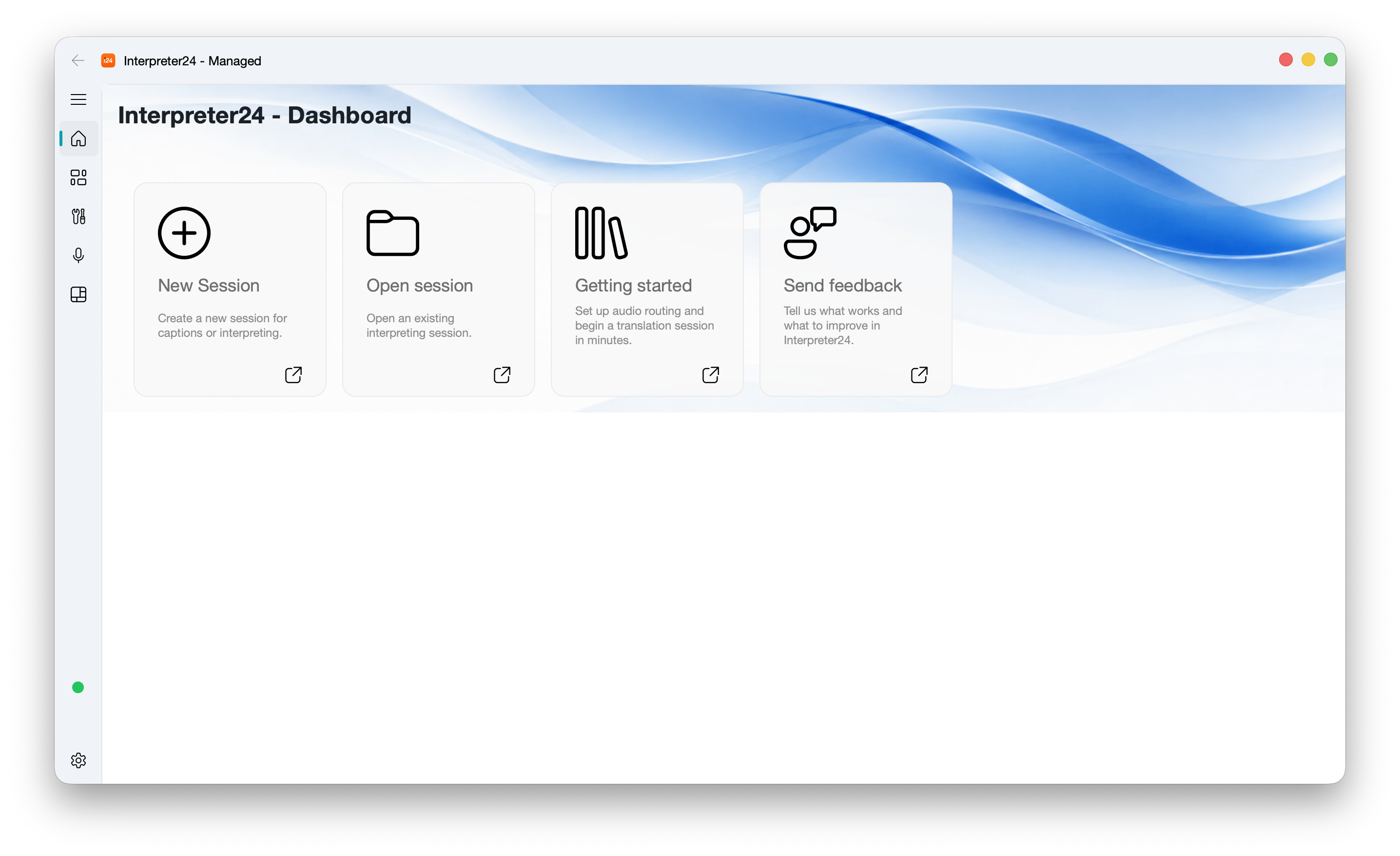 Translation App dashboard view